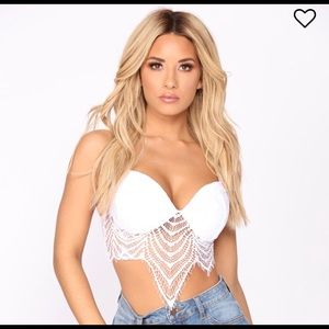 Fashion Nova White Lace Crop Top